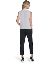 Calvin Klein Women's Sleeveless Pleated Front Blouse