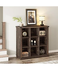 gaomon Farmhouse Bookshelf, Wood Storage Organizer, Rustic Minimalist Floor Display Cabinet for Living Room, Bedroom, Home Office