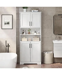 gaomon Storage Cabinet with Adjustable Shelves, 4 Doors, Freestanding Pantry for Kitchen, Bathroom, Living Room