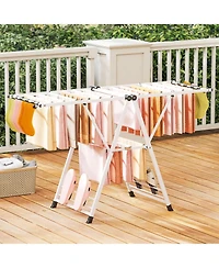 Ecooso 64" Clothes Drying Rack with Height-Adjustable Wings, Folding Laundry Rack