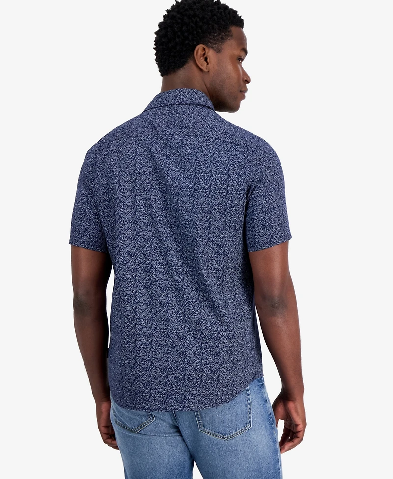 Michael Kors Men's Short-Sleeve Perfect Leaf Button-Up Shirt