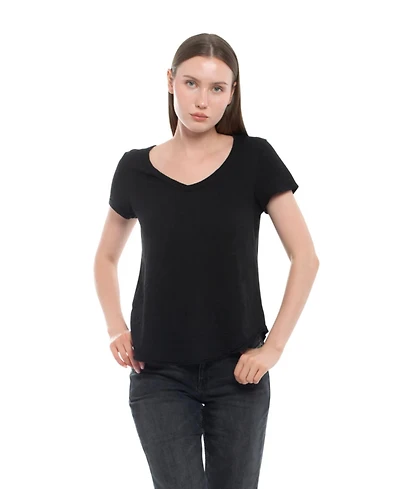 Wilt Clothing Women's Short Sleeve Shrunken V-Neck Shirttail Tee