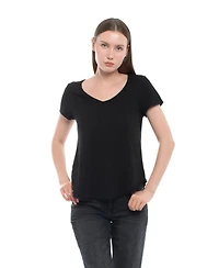 Wilt Clothing Women's Short Sleeve Shrunken V-Neck Shirttail Tee