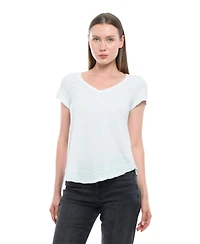 Wilt Clothing Women's Short Sleeve Shrunken V-Neck Shirttail Tee