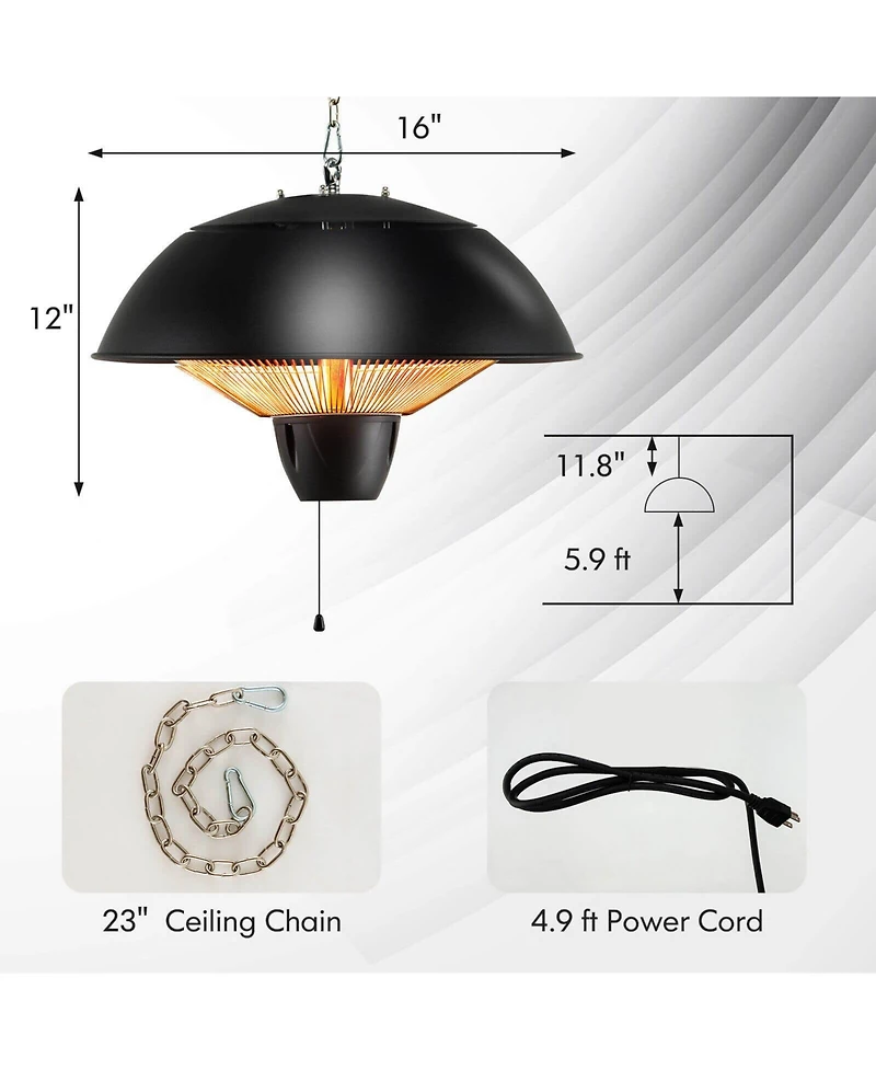 Sugift 1500W Electric Patio Heater with IPX4 Waterproof