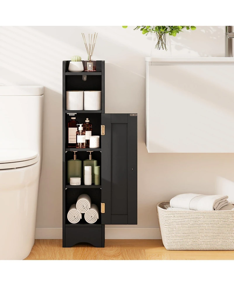 Volenca Slim Bathroom Corner Storage Cabinet with 1 Door and Adjustable Shelves