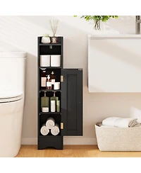 Volenca Slim Bathroom Corner Storage Cabinet with 1 Door and Adjustable Shelves