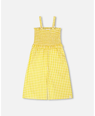 Draft - Deux par Toddler Girls Capri Jumpsuit with Smocking Gingham