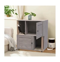 gaomon Double Room Cat Litter Box Enclosure for 2 Cats, Hidden Litterbox Furniture with Scratch Posts and Double-Layer Mat