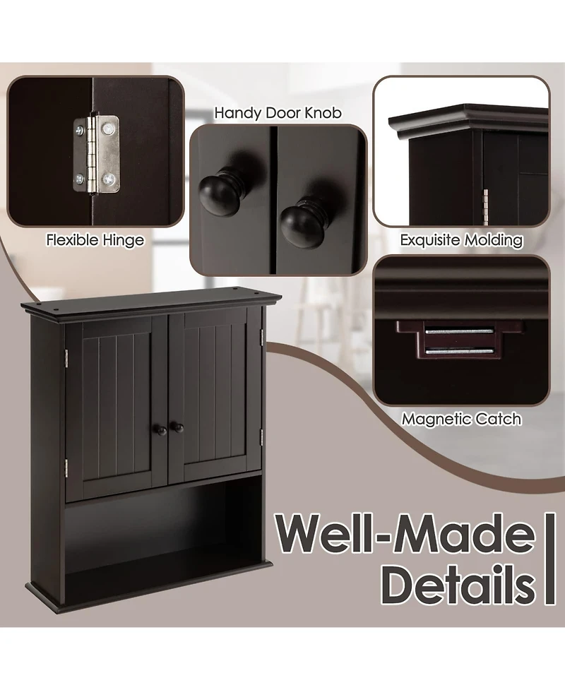 Volenca Wall-Mount Bathroom Storage Cabinet with Doors and Shelves Organizer