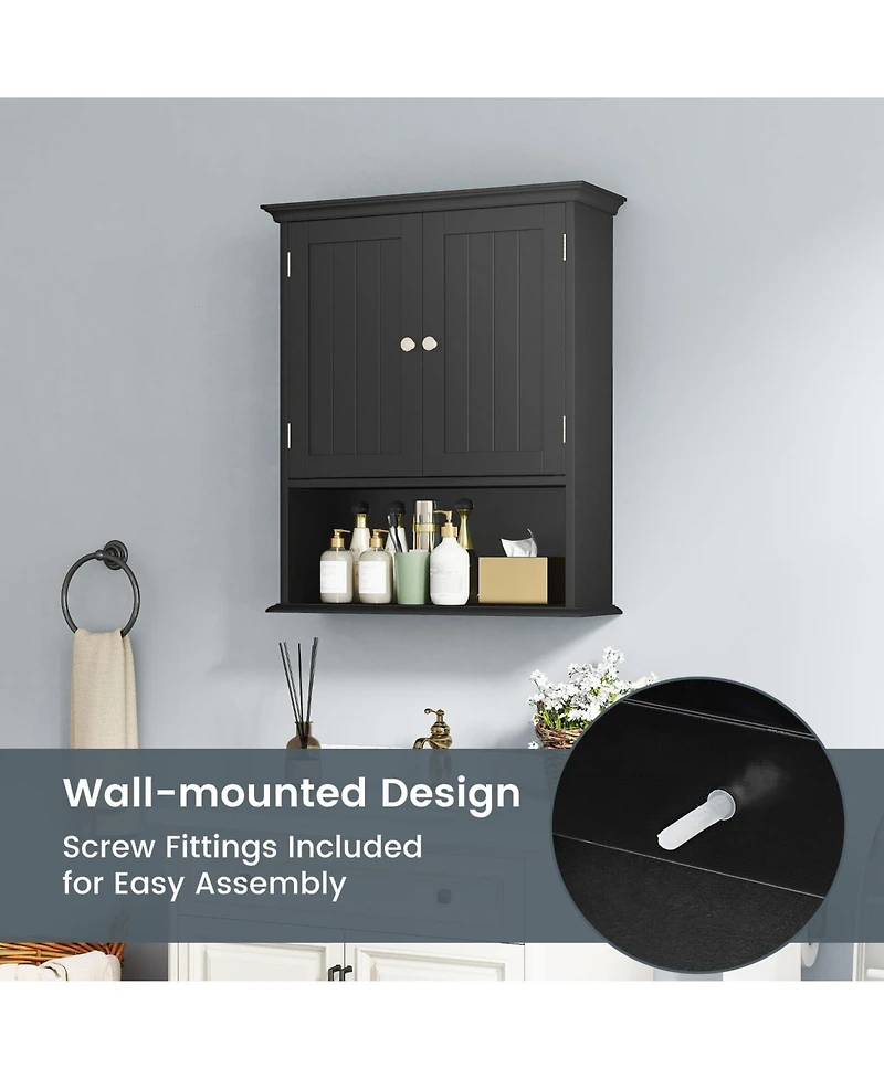 Volenca Wall-Mount Bathroom Storage Cabinet with Doors and Shelves Organizer