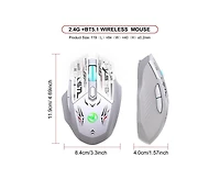 Risokeys Dual Mode 2.4G & Bluetooth 5.1 Wireless Gaming Mouse with Silent Click, Rechargeable, 3 Level Adjustable Dpi