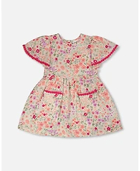 Deux par Big Girls Muslin Dress Printed Flowers