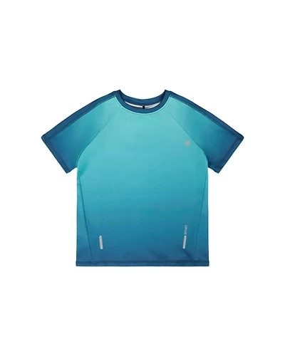 Deux par Deux Boy Short Sleeve Athletic Top in Polyester Teal Gradient