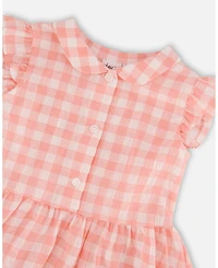 Deux par Toddler Girls Sleeveless Button Down Dress Gingham