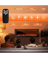 Gaomon 60" Wall-Mounted Electric Fireplace with Heater, 750/1500W, 12 Flame Colors, Remote & WiFi, Slim Recessed Design