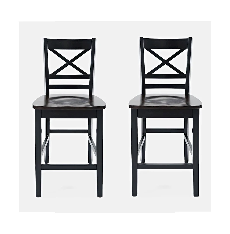 Jofran Asbury Park Solid Acacia Farmhouse X Back Stool (Set of 2
