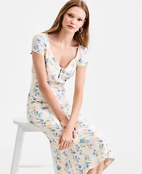 Guess Women's Teodolin Floral Sweetheart Midi Dress