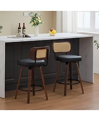 Boyel Living Set of 2 Swivel Pu Bar Stools with Padded 3.5-inch Seat Cushion for Dining Pup