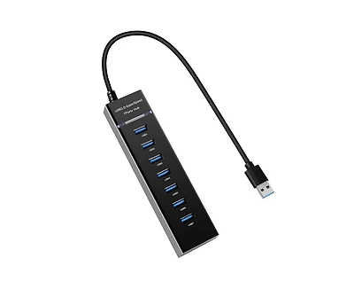 Risokeys 7-Port Usb Hub with Usb 3.0, Multiple Usb,Compatible with Laptop, Pc, MacBook,Usb Peripherals,for Home Office,Travel