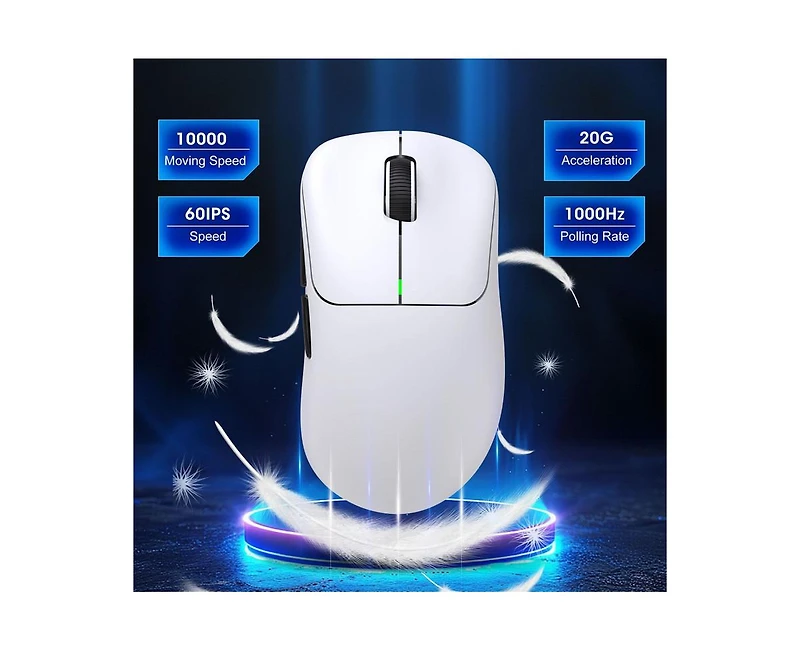 Risokeys Tri-Mode Wireless Gaming Mouse, Lightweight, 10000 Dpi Adjustable, 1000Hz Polling Rate, BT5.3+2.4G+Wired, for Pc, Laptop