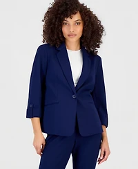 Anne Klein Essentials Petite Roll-Tab-Sleeve One-Button Blazer