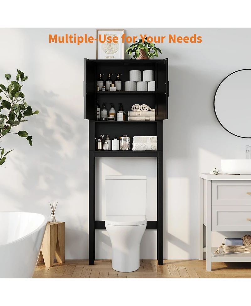 Homfan 23.6 Inches Wide Toilet Rack with Over The Storage Cabinet , Small Freestanding Space Saver