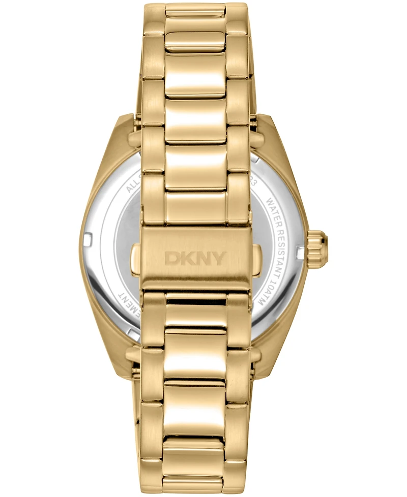 Dkny Men's Date Black Dial Gold-Tone Stainless Steel Bracelet Watch, 40mm