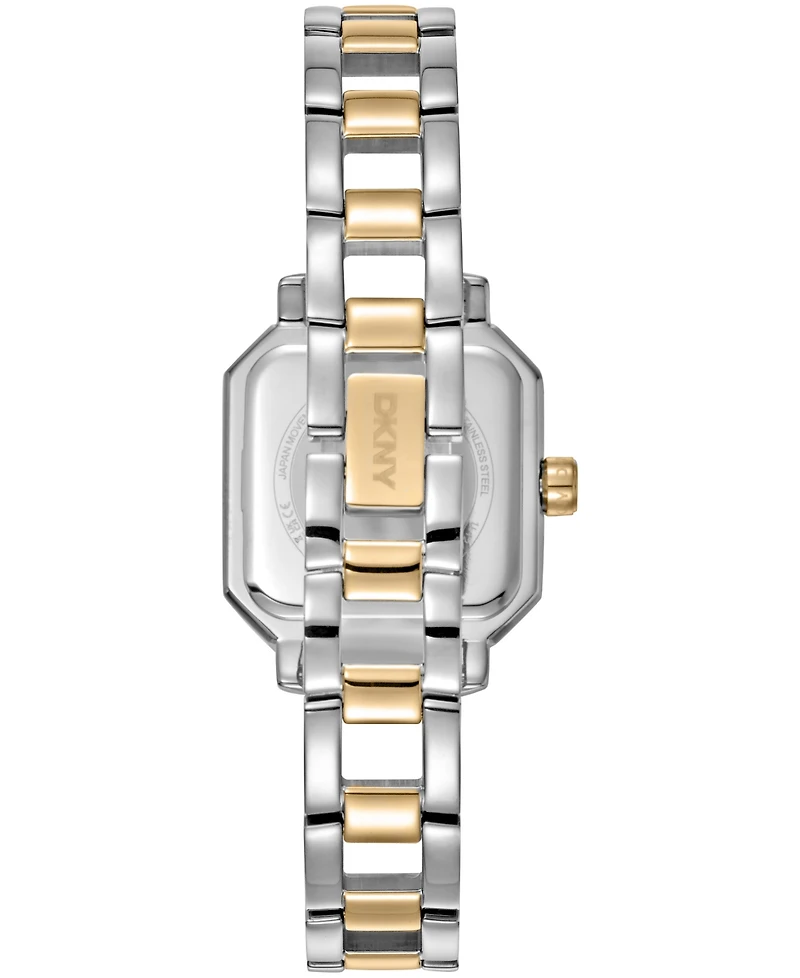 Dkny Women's Silver Dial Open Link Two-Tone Gold Stainless Steel Bracelet Watch, 27 x 27mm
