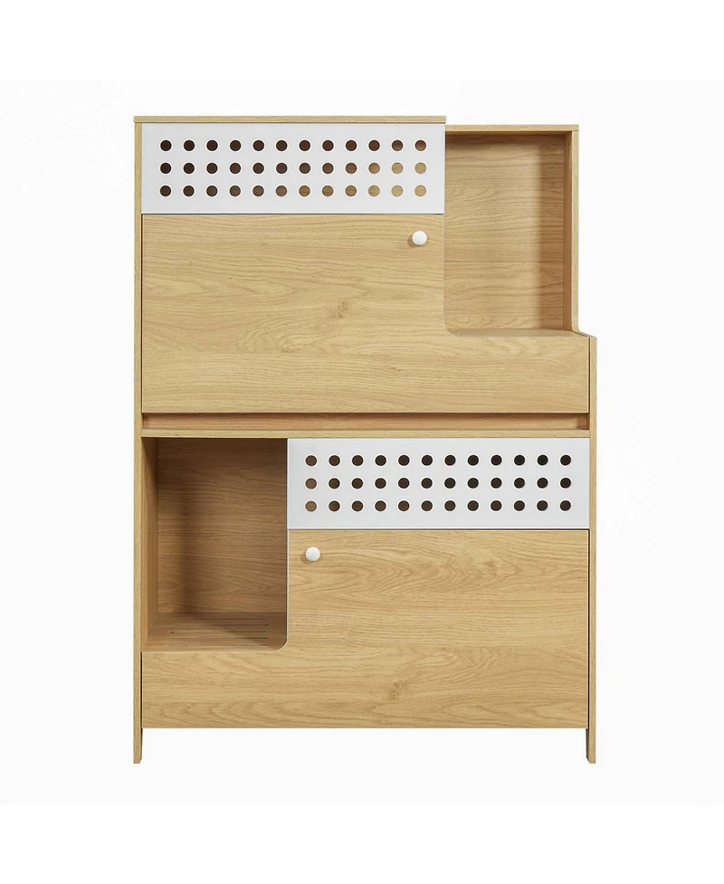 Aostirmotor Modern 2-in-1 Cat Furniture Set: Litter Box Enclosure & Cat House Side Table with Storage