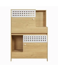 Aostirmotor Modern 2-in-1 Cat Furniture Set: Litter Box Enclosure & Cat House Side Table with Storage