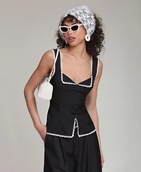 Avec Les Filles Women's Portrait Sweetheart Neck Adjustable Top