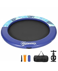 Outsunny 8FT Inflatable Water Hammock Floating Ring Dock Platform,