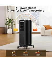 Cowsar 1500W Oil Filled Radiator Heater with Digital Thermostat & Timer