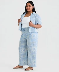And Now This Trendy Plus Embroidered Wide Leg Jeans, Macy's Exclusive