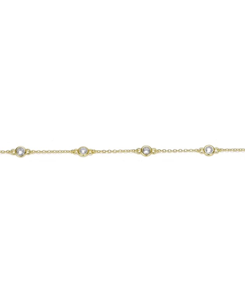 Rachel Glauber Classic Bezel Set Cubic Zirconia Chain Station Bracelet