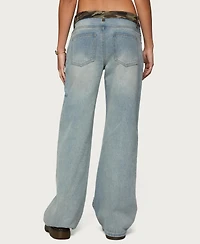 Edikted Women's Camo Waist Low Rise Baggy Jeans