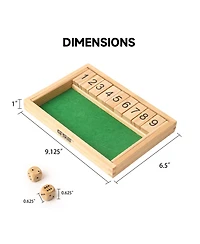 Gse Games & Sports Expert Wooden Shut The Box Numbers Dice Game Board with 2 Wooden Dices