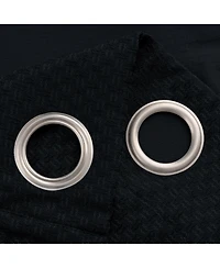 Olivia Gray 100% Polyester 250 Gsm Basket Weave Ian Luxury Jacquard Blackout Grommet Curtain Panel Black