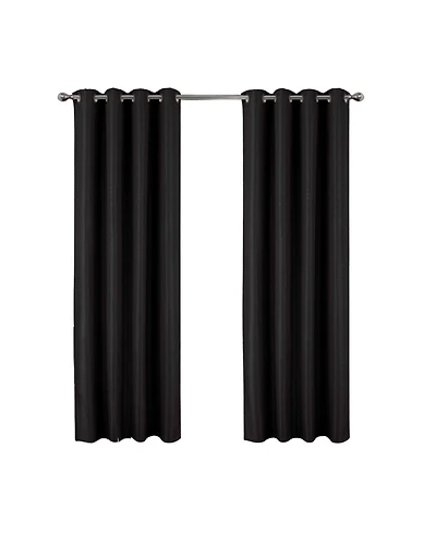 Olivia Gray 100% Polyester 250 Gsm Basket Weave Ian Luxury Jacquard Blackout Grommet Curtain Panel 54" x 90" Black