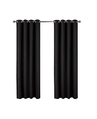 Olivia Gray 100% Polyester 250 Gsm Basket Weave Ian Luxury Jacquard Blackout Grommet Curtain Panel 54" x 90" Black