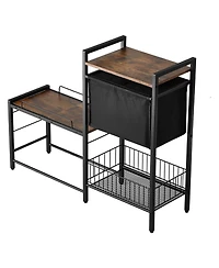 Aostirmotor Elevated Dog Feeding Station: All-in-One Organizer with Raised Bowls & Storage for Food and Toys