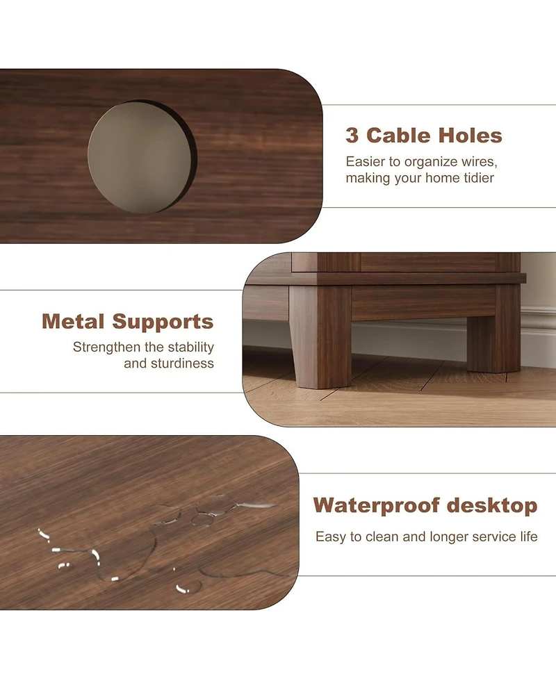 gaomon Brown Entertainment Center Tv Stand for 65" TVs, with Storage Cabinet