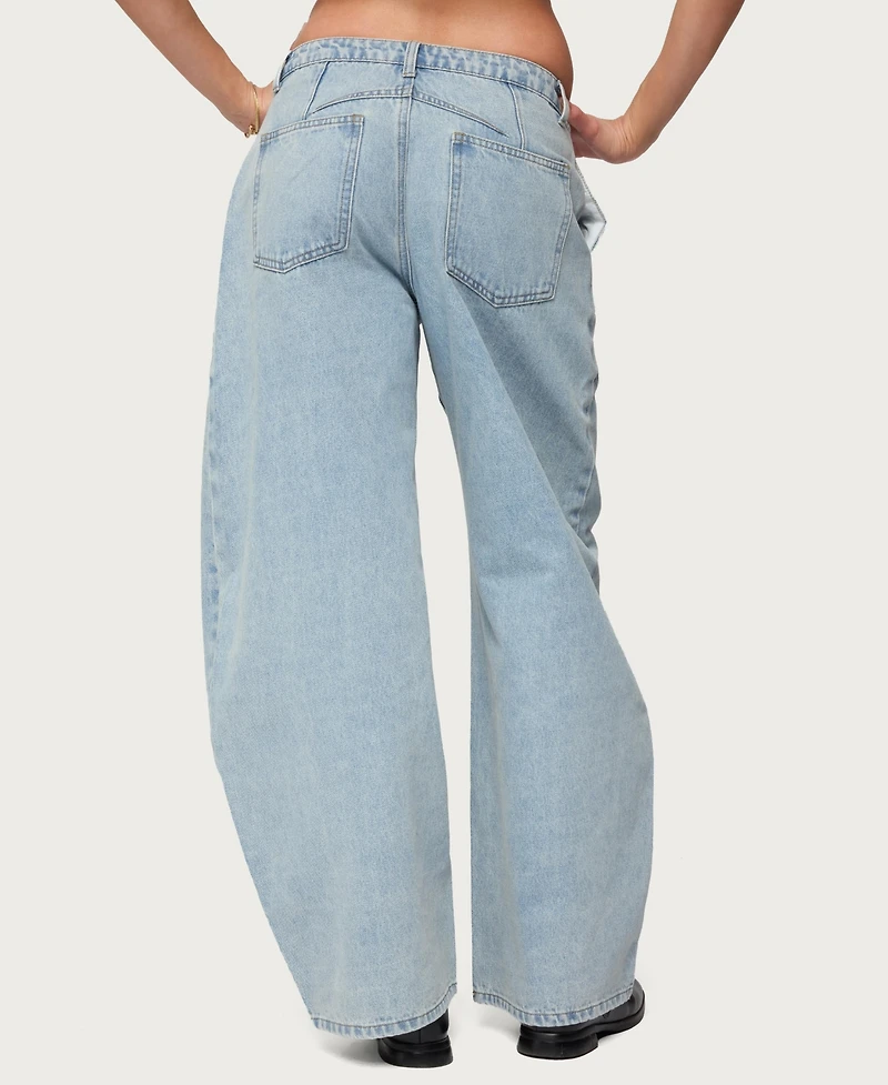 Edikted Women's Jolie Low Rise Barrel Jeans