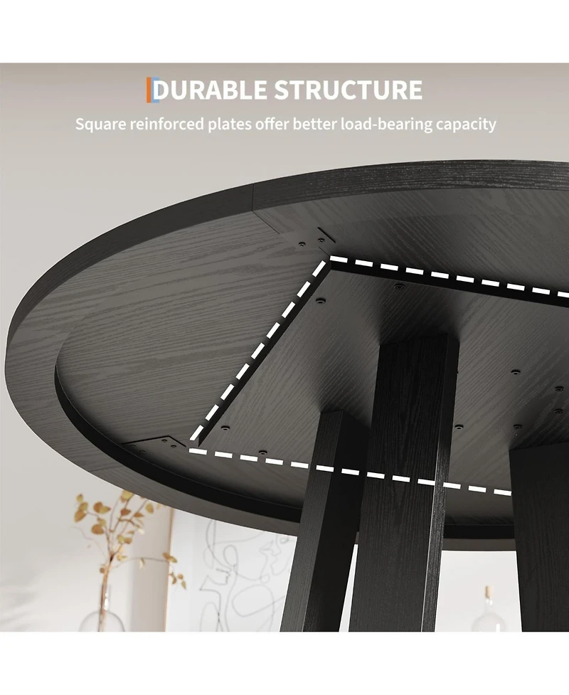 gaomon Round Dining Table – 47-inch Kitchen and Room Table, Perfect for Modern Spaces.