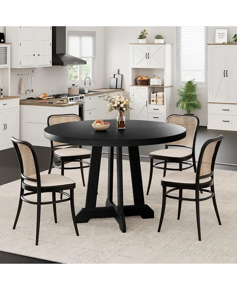 gaomon Round Dining Table for 4 to 6 People, 47" Table, Wooden Kitchen with Sturty Legs, Room Room, Ki