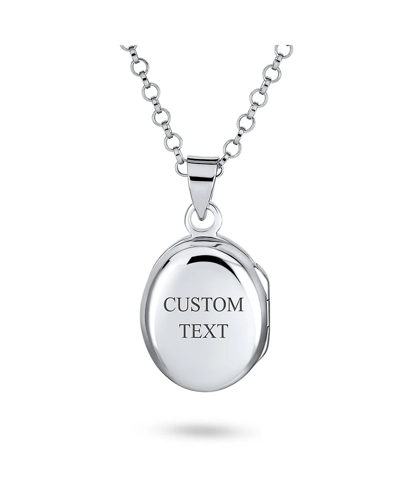 Bling Jewelry Danity .925 Silver Oval Shape Photo Lockets Pendant Necklace