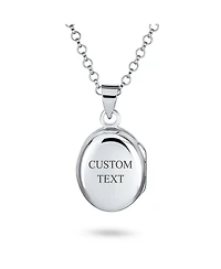 Bling Jewelry Danity .925 Silver Oval Shape Photo Lockets Pendant Necklace