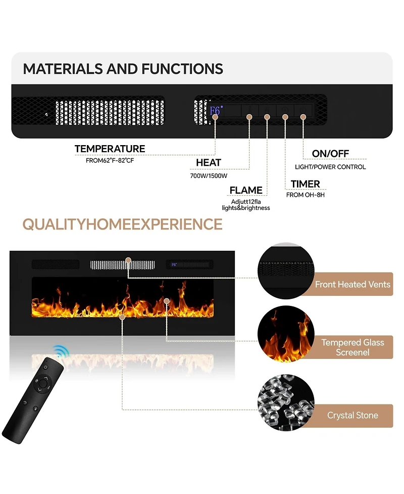 gaomon 70'' Fireplace Tv Stand with 36'' Electric Fireplace, High Gloss Entertainment Center for TVs Up to 80