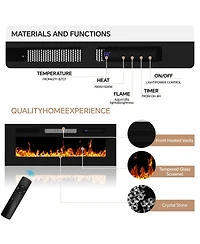 gaomon 70'' Fireplace Tv Stand with 36'' Electric Fireplace, High Gloss Entertainment Center for TVs Up to 80